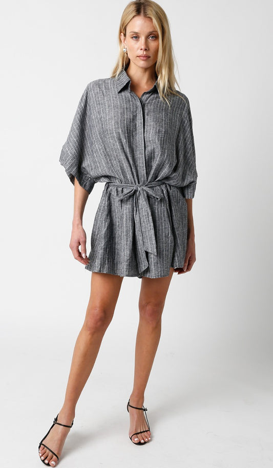 The PINSTRIPE Romper, Charcoal