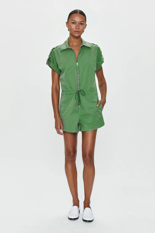 The MEG Zip Front Romper, Avocado