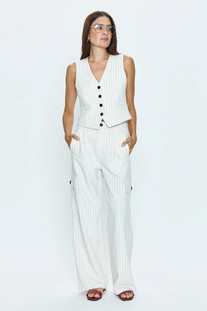 the BRYNN pant, le blanc pinstripe