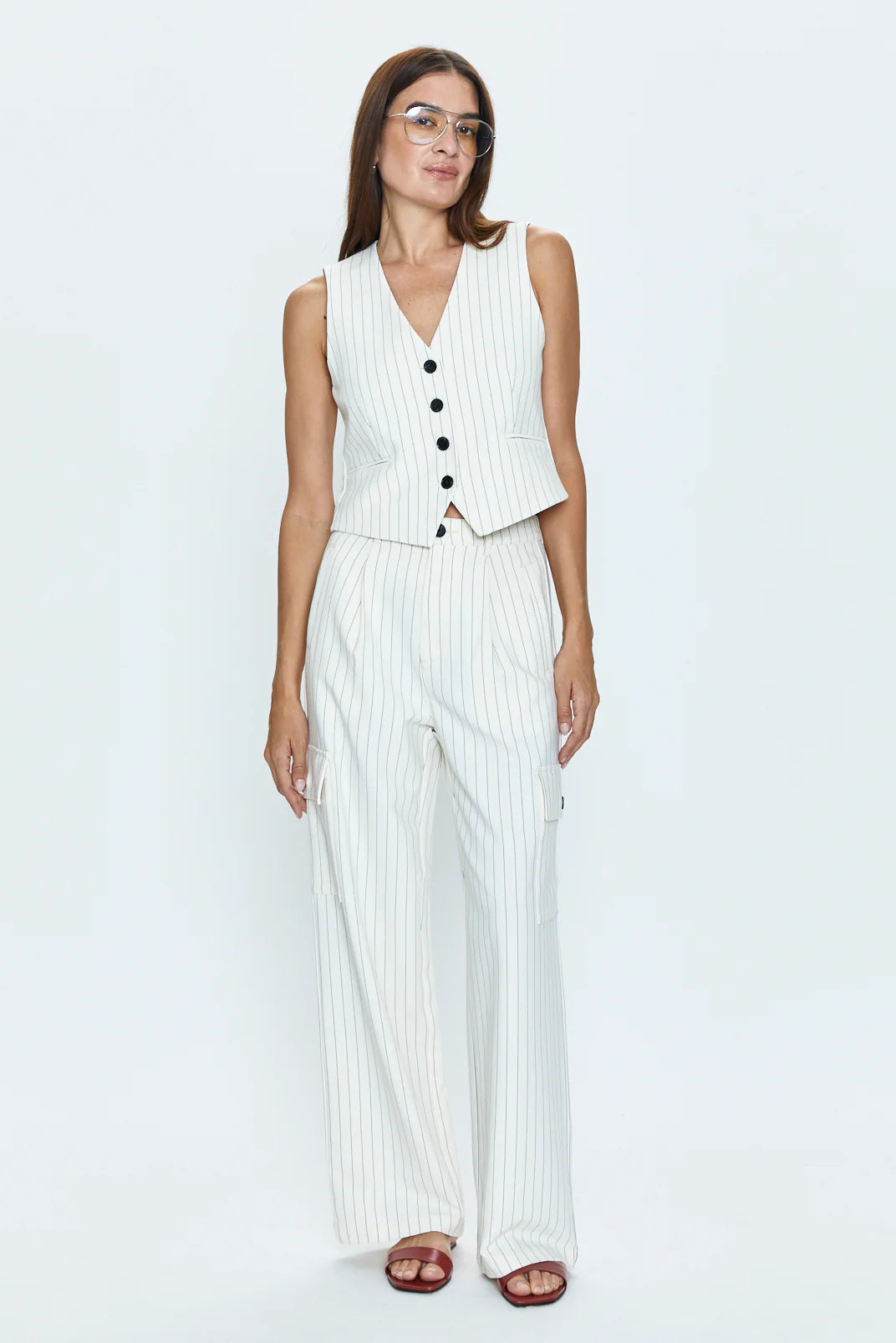 the BRYNN pant, le blanc pinstripe