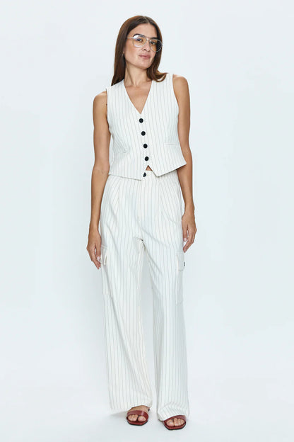 the BRYNN pant, le blanc pinstripe