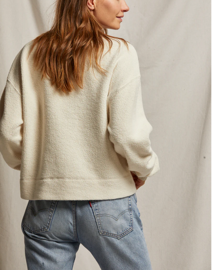 the MAYER reverse fleece crew neck sweater, oatmeal