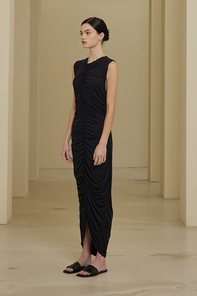 The JERSEY SHIRRED Midi Dress