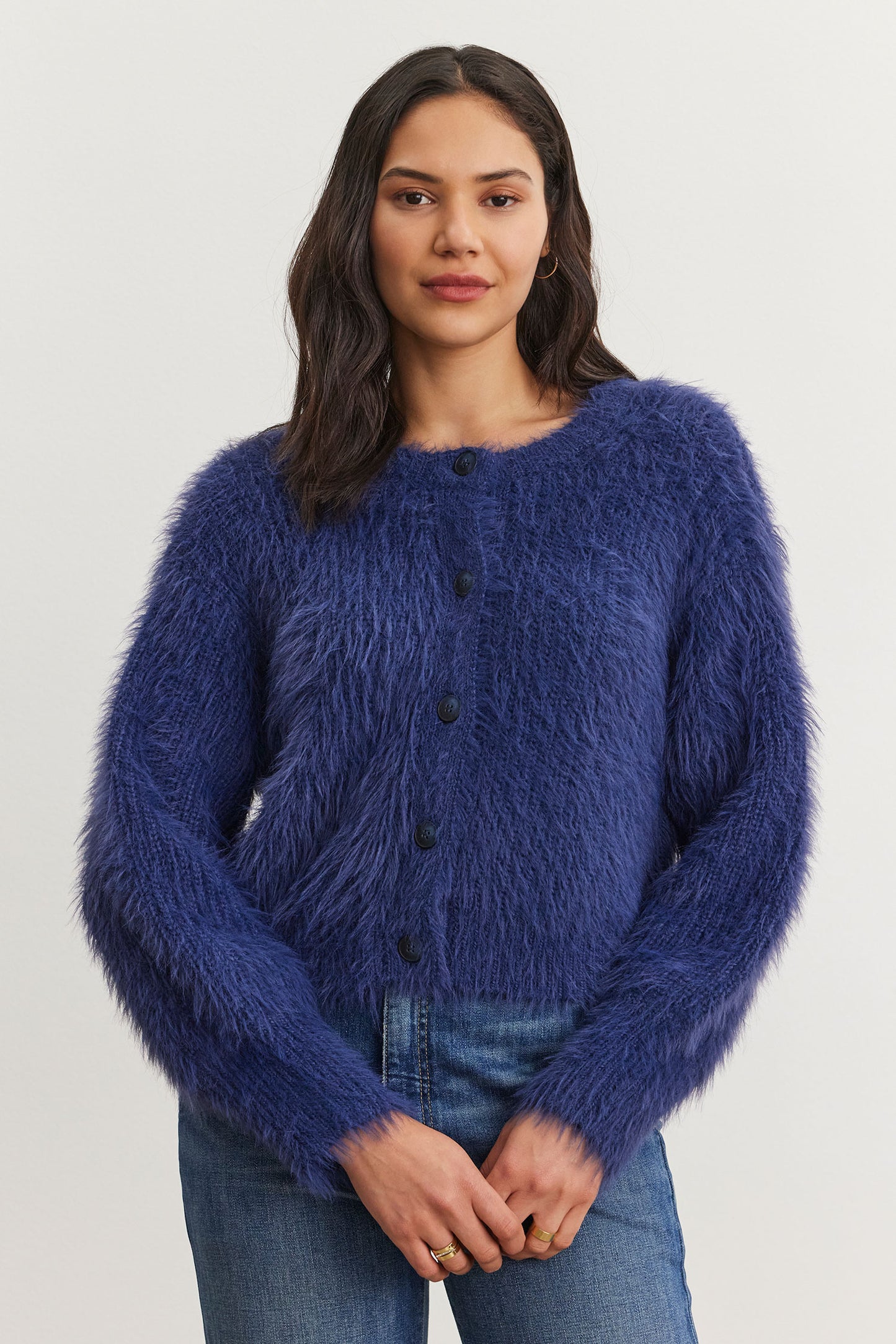 the HOLLAND feather yarn cardigan, ink