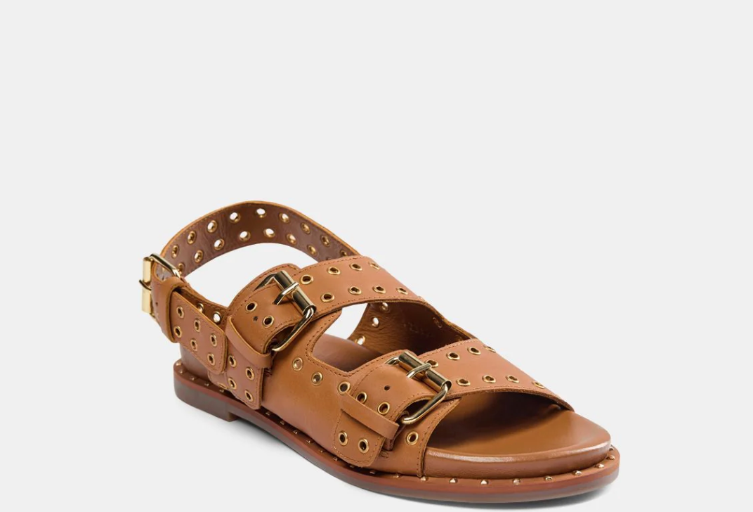 the STUDDED sandal, cognac