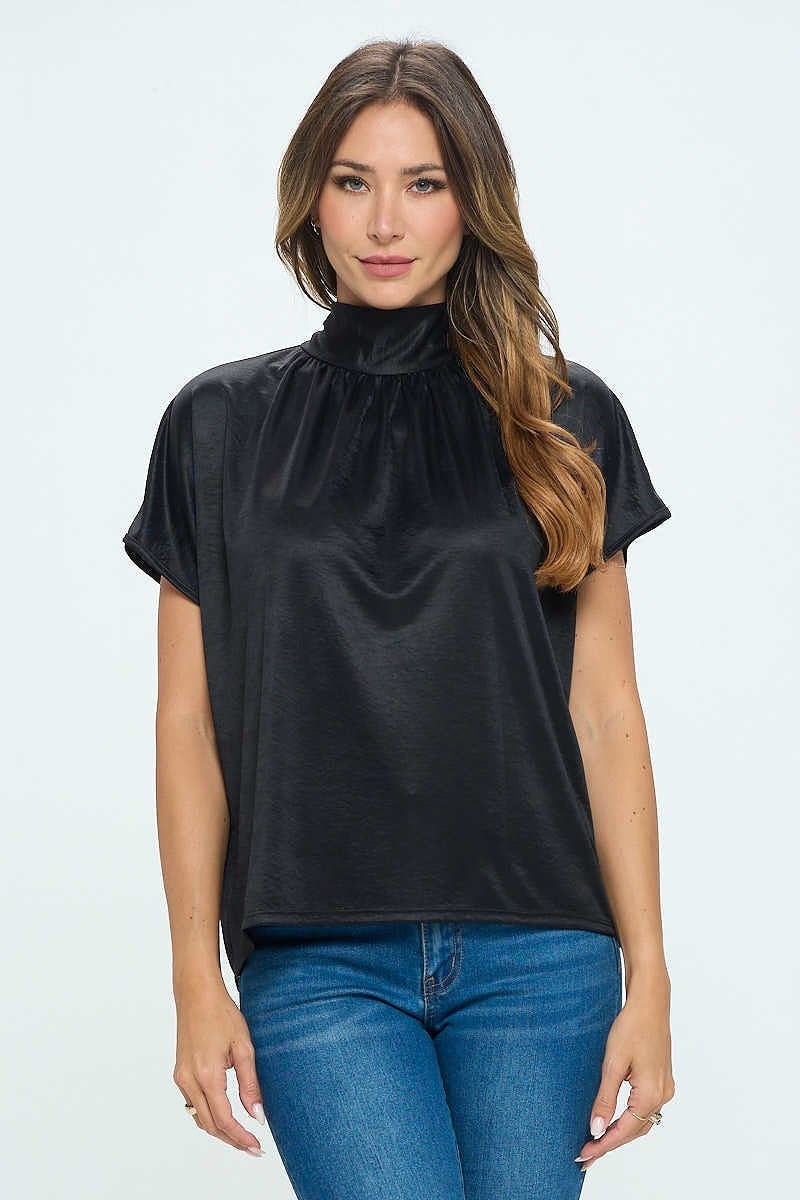 the HIGH Neck blouse, black